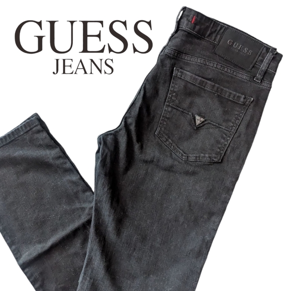 GUESS Jeans - Men's Black Wash Slim Straight Del Mar Fit Denim - W33x34L - Picture 1 of 10